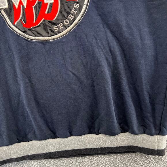 Vintage New York Sweatshirt Men's Large Blue Crewneck Embroidered Distressed 90s - Picture 8 of 13